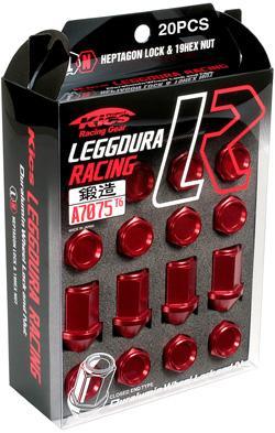 Project Kics Leggdura Racing Shell Type Lug Nut 53mm Closed-End Look 16 Pcs + 4 Locks 12X1.25 Red - GUMOTORSPORT