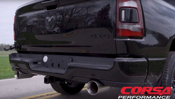 Corsa 2019 - 2024 Ram 1500 5.7L Crew Cab w/ 57in or 76in Bed Cat-Back Dual Rr Exit 5in Blk Cerakote Tips