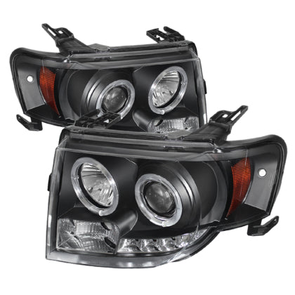 Spyder Ford Escape 2008 - 2012 Projector Headlights Halogen Model Only - DRL Black PRO-YD-FES08-DRL-BK