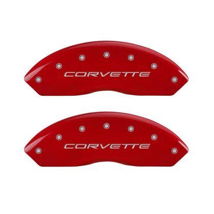 MGP 4 Caliper Covers Engraved Front & Rear C5/Corvette Red finish silver ch - GUMOTORSPORT