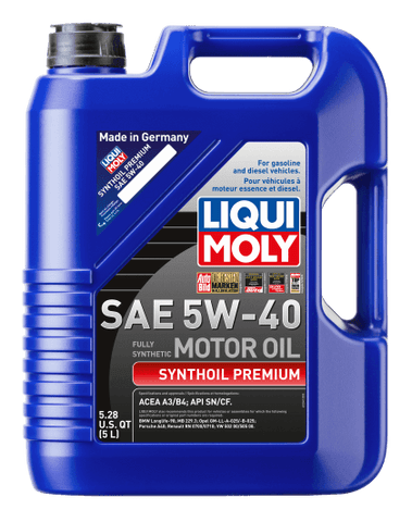 LIQUI MOLY 5L Synthoil Premium Motor Oil SAE 5W40 - GUMOTORSPORT