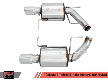 AWE Tuning S197 2011-2014 Mustang GT Axle-back Exhaust - Touring Edition (Chrome Silver Tips) - GUMOTORSPORT