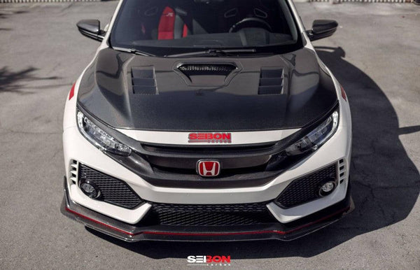 Seibon 2017 - 2020 Honda Civic Type-R TS-Style Carbon Fiber Hood - GUMOTORSPORT