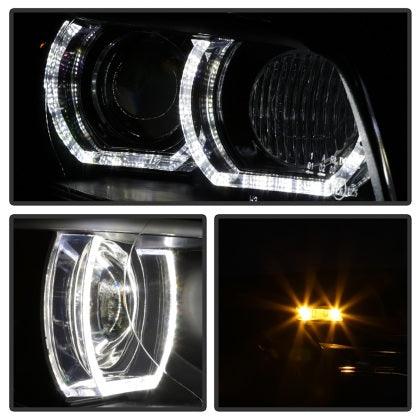 Spyder 2008 - 2010 BMW F92 3 Series Projector Headlights - LED DRL - Black (PRO-YD-BMWE9208-DRL-BK) - GUMOTORSPORT
