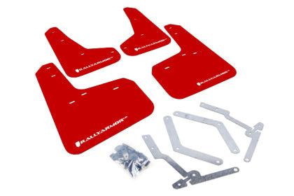 Rally Armor 13+ Ford Focus ST Red Mud Flap w/ White Logo - GUMOTORSPORT