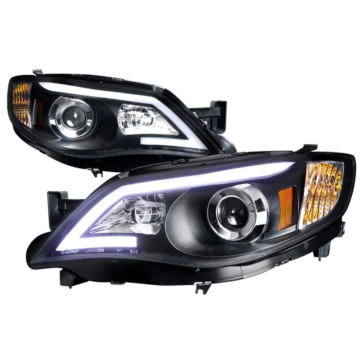 Spec-D Black Housing Projector Headlights With LED Day Time Running Light Strip  - Subaru WRX/STI 2008-2014 - GUMOTORSPORT
