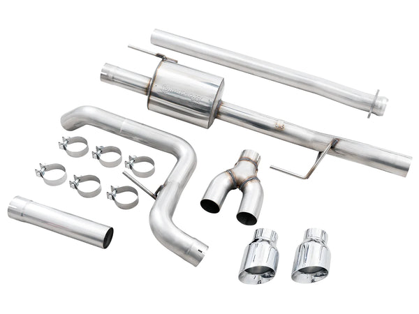 AWE 0FG 2021 + Ford F150 Dual Side Exit Cat-Back Exhaust- 4.5in Chrome Silver Tips