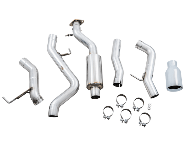 AWE Tuning 2021+ Ford Bronco 0FG Single Rear Exit Exhaust w/Chrome Silver Tip & Bash Guard - GUMOTORSPORT