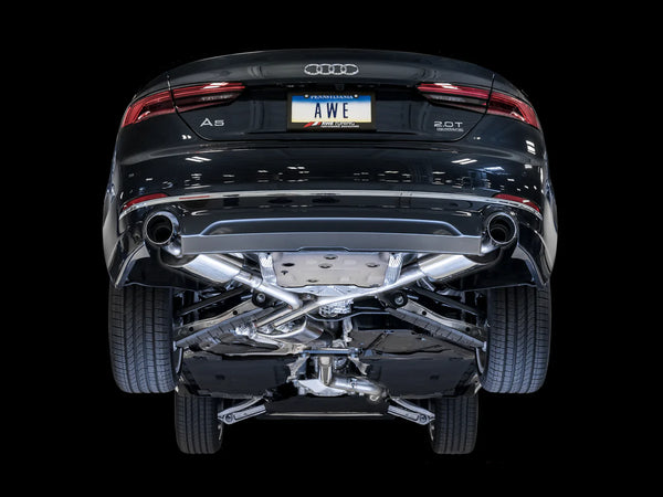 AWE Tuning Audi B9 A5 Touring Edition Exhaust Dual Outlet - Diamond Black Tips (Includes DP)