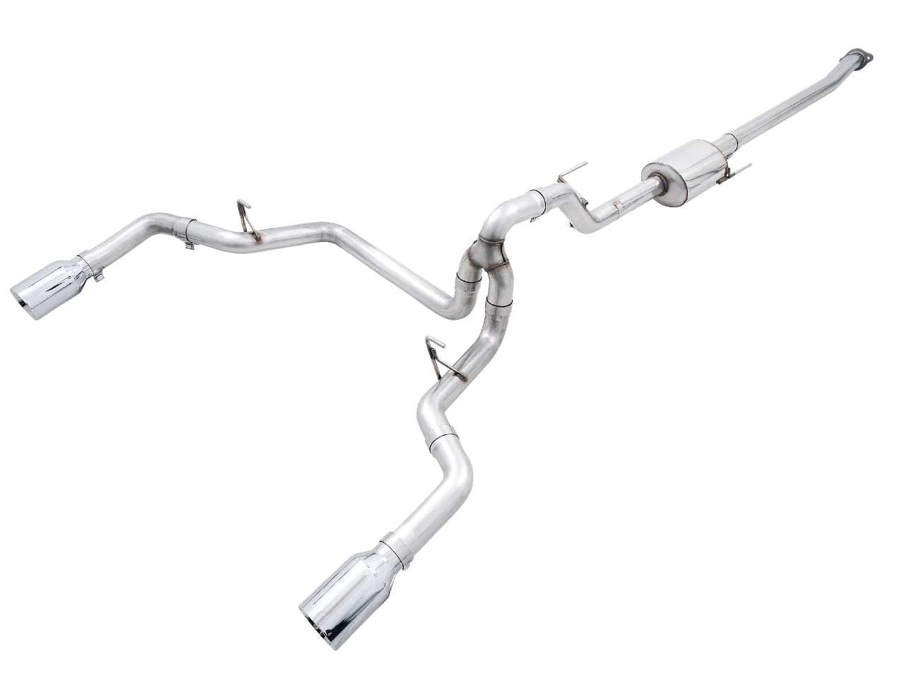 AWE 0FG 2021 + Ford F150 Dual Split Rear Exhaust - 5in Chrome Silver Tips