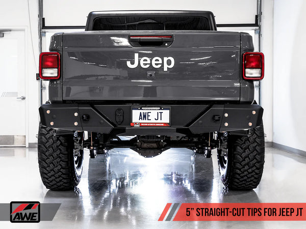 AWE Tuning 2020 + Jeep Gladiator JT 3.6L Tread Edition Cat-Back Dual Exhaust - Diamond Black Tip