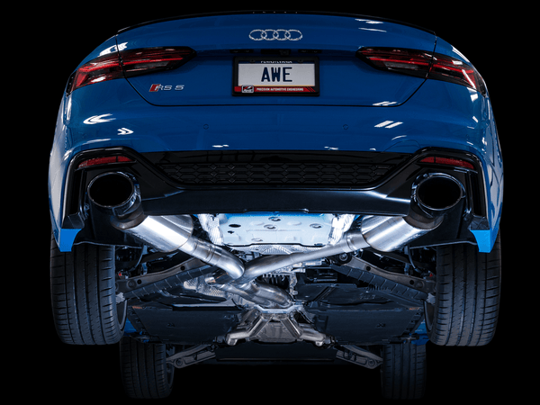 AWE Tuning Audi B9.5 RS 5 Coupe Non-Resonated Touring Edition Exhaust - RS-Style Diamond Black Tips - GUMOTORSPORT