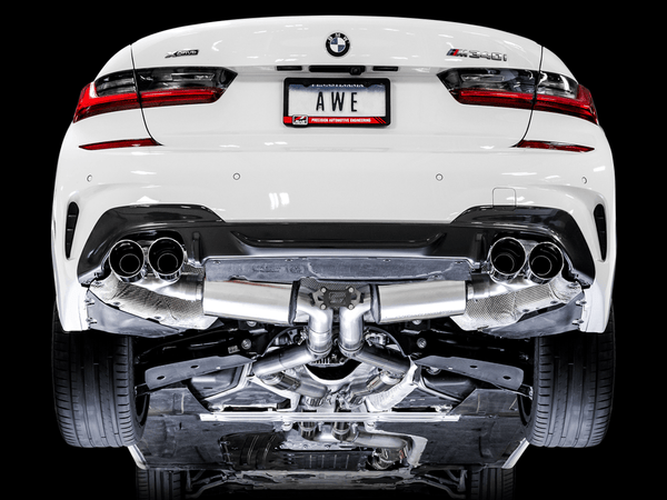 AWE Tuning 2019+ BMW M340i (G20) Non-Resonated Touring Edition Exhaust - Quad Diamond Black Tips - GUMOTORSPORT