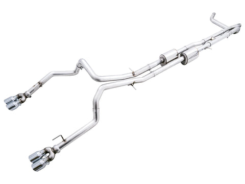 AWE Tuning 2022 + GMC Sierra 1500 AT4X / Silverado ZR2 6.2L 0FG Catback Split Dual (Flat Bumper) - Chrome Silver Tips