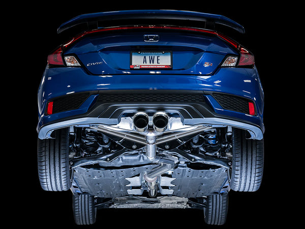 AWE Tuning 2016 - 2021 Honda Civic Si Track Edition Exhaust w/Front Pipe & Dual Chrome Silver Tips
