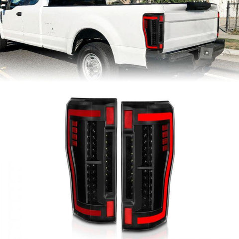 ANZO 2017 - 2019 Ford F-250 / 350 / 450 / 550 LED Taillights - Black/Clear - GUMOTORSPORT