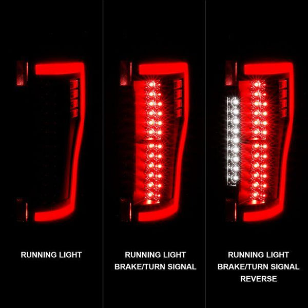 ANZO 2017 - 2019 Ford F-250 / 350 / 450 / 550 LED Taillights - Black/Clear - GUMOTORSPORT