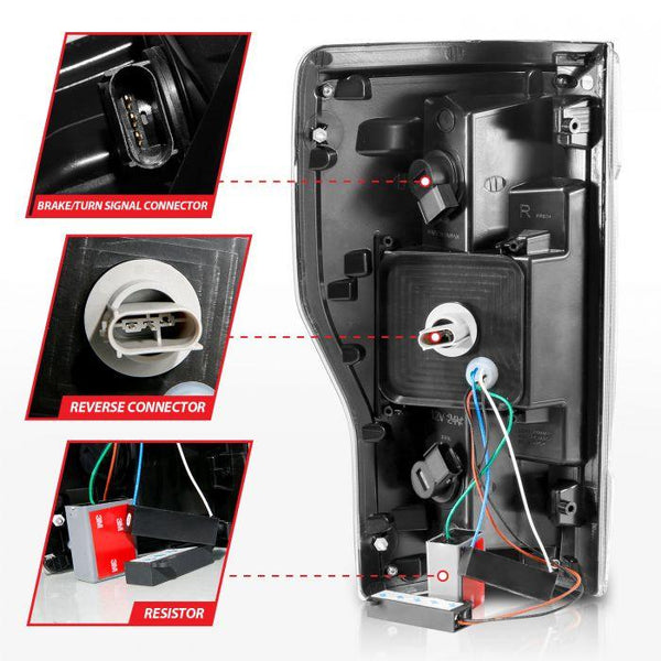 ANZO 2017 - 2019 Ford F-250 / 350 / 450 / 550 LED Taillights - Black/Clear - GUMOTORSPORT