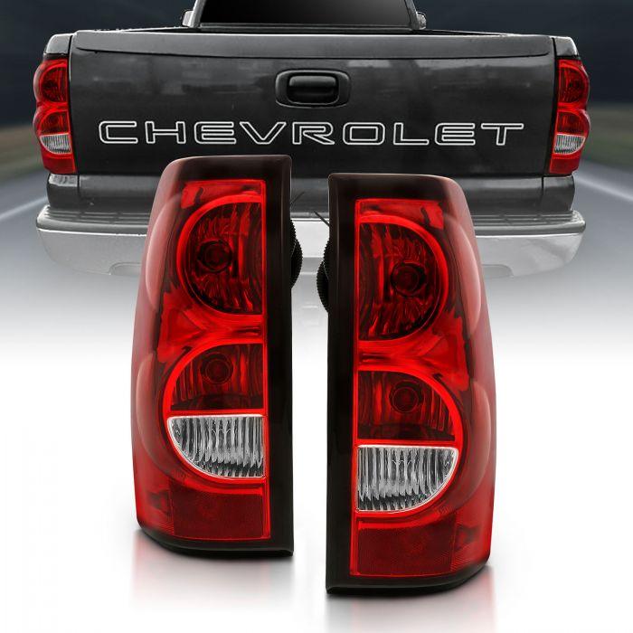 ANZO 2004-2007 Chevy Silverado Taillight Red/Clear Lens w/Black Trim (OE Replacement) - GUMOTORSPORT