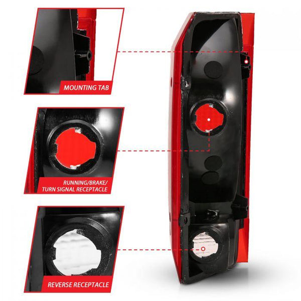 ANZO 1992-1996 Ford Bronco / F-150 92-97 F-250 92-97 Taillight Red/Clear Lens (OE Replacement) - GUMOTORSPORT