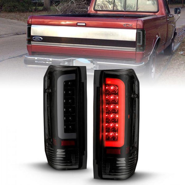 ANZO 1987-1996 Ford F-150 LED Taillights Black Housing Smoke Lens (Pair) - GUMOTORSPORT