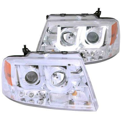 ANZO 2004-2008 Ford F-150 Projector Headlights w/ U-Bar Chrome - GUMOTORSPORT