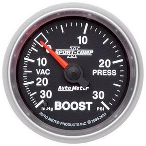 Autometer Sport-Comp II 52mm 30 PSI Mechanical Boost Vacumm Gauge - GUMOTORSPORT
