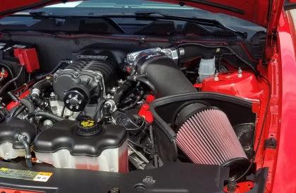JLT 11-14 Ford Mustang GT (w/Roush/Whipple S/C) Black Textured Big Air Intake w/Red Filter -Tune Req - GUMOTORSPORT