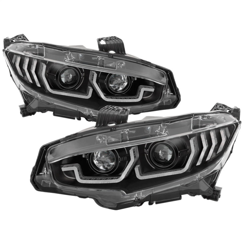 Spyder Apex Honda Civic 2016 - 2020 2DR/4DR/Hatchback LED Headlight Black PRO-YD-HC16PL-SEQ-BK