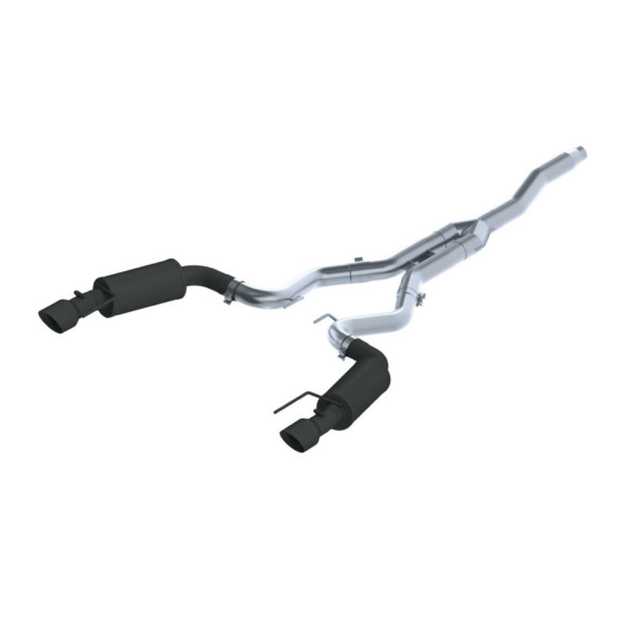 MBRP 2015 - 2022 Ford Mustang EcoBoost 2.3L Black 3in Cat Back Dual Split Rear Exit (Street Version) - GUMOTORSPORT