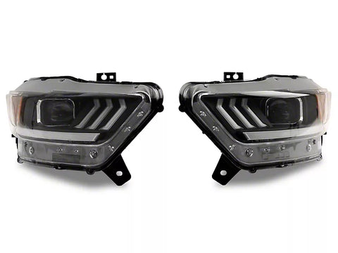 Raxiom 2015 - 2017 Ford Mustang / 2018 - 2022 GT350 GT500 LED Projector Headlights- Blk Housing (Clear Lens)