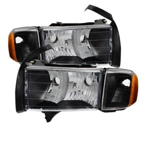 Xtune Dodge Ram Sport Model Only 1999-2002 OEM Headlights Black HD-JH-DR99-SP-BK - GUMOTORSPORT