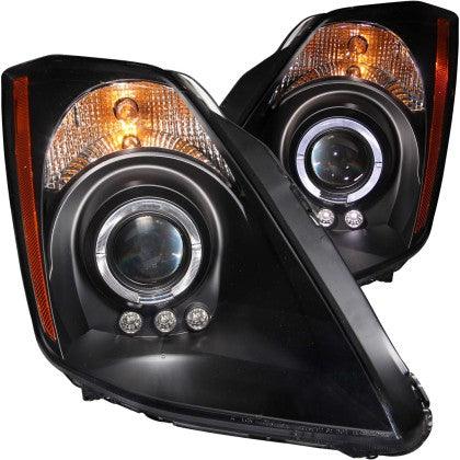 ANZO 2003-2005 Nissan 350Z Projector Headlights w/ Halo Black - GUMOTORSPORT