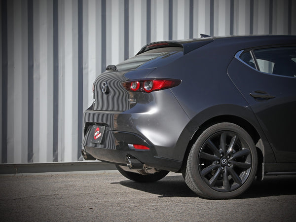 aFe 2019 - 2023 Mazda 3 L4 2.5L Takeda 3in to 2-1/2in 304 SS Axle-Back Exhaust w/ Carbon Fiber Tip