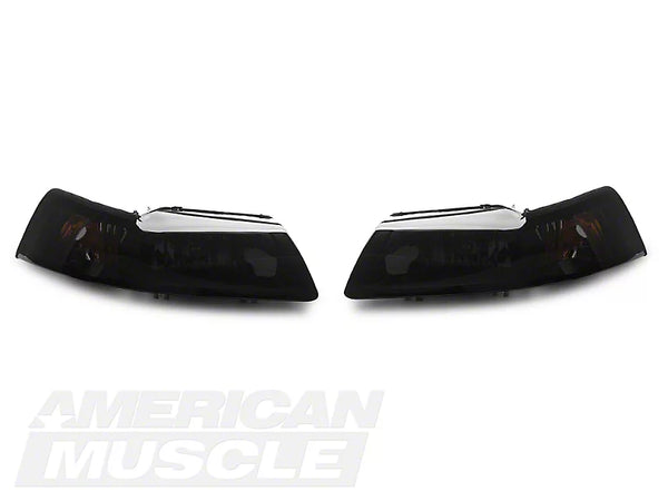 Raxiom 1999 - 2004 Ford Mustang Axial Series OE Style Headlights- Black Housing (Smoked Lens)