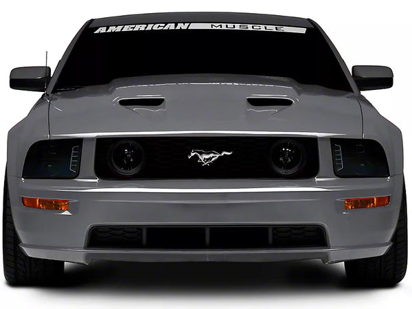 Raxiom 2005 - 2009 Ford Mustang w/ Halogen LED Halo Projector Headlights- Black Housing (Smoked Lens Exclude GT500)