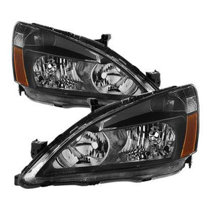 Xtune Honda Accord 03-07 Amber Crystal Headlights Black HD-JH-HA03-AM-BK - GUMOTORSPORT