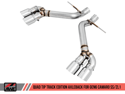 AWE Tuning 2016 - 2022 Chevrolet Camaro SS Axle-back Exhaust - Track Edition (Quad Chrome Silver Tips) - GUMOTORSPORT