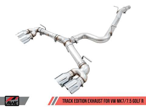 AWE Tuning Mk7 Golf R Track Edition Exhaust w/Chrome Silver Tips 102mm - GUMOTORSPORT