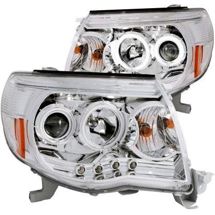 ANZO 2005-2011 Toyota Tacoma Projector Headlights w/ Halos Chrome - GUMOTORSPORT