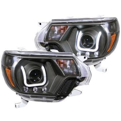 ANZO 2012-2015 Toyota Tacoma Projector Headlights w/ U-Bar Black - GUMOTORSPORT