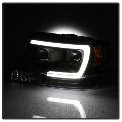 Spyder 99-04 Jeep Grand Cherokee Projector Headlights - Light Bar DRL LED - Black - GUMOTORSPORT