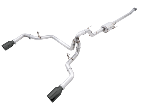 AWE 0FG 2021 + Ford F150 Dual Split Rear Cat-Back Exhaust- 5in Diamond Black Tips