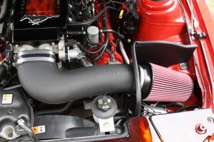 JLT 05-09 Ford Mustang GT Series 3 Black Textured Cold Air Intake Kit w/Red Filter - Tune Req - GUMOTORSPORT