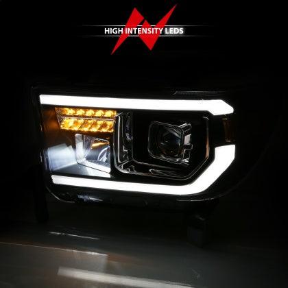 ANZO 2007 - 2014 Toyota Tundra Projector Light Bar H.L Black Amber (Led High Beam) (Halogen Version) - GUMOTORSPORT