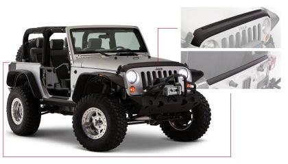 Bushwacker 07-18 Jeep Wrangler Trail Armor Hood and Tailgate Protector Excl Power Dome Hood - Black - GUMOTORSPORT