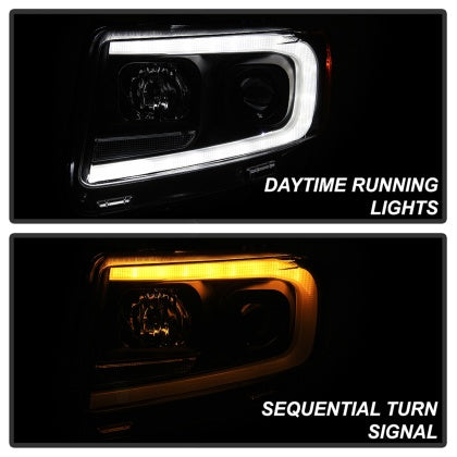 Spyder 2011 - 2013 Jeep Grand Cherokee - Light Bar Proj Headlights - Halo Model - Blk - PRO-YD-JGC11-LB-BK