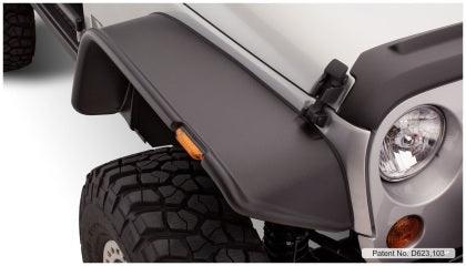 Bushwacker 07-18 Jeep Wrangler Flat Style Flares 4pc Fits 2-Door Sport Utility Only - Black - GUMOTORSPORT