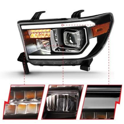 ANZO 2007 - 2014 Toyota Tundra Projector Light Bar H.L Black Amber (Led High Beam) (Halogen Version) - GUMOTORSPORT