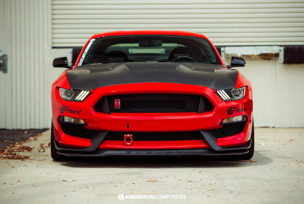 Anderson Composites 2015 - 2020 Ford Mustang Shelby GT350 Type-CR Double Sided DRY Carbon Fiber Hood - GUMOTORSPORT